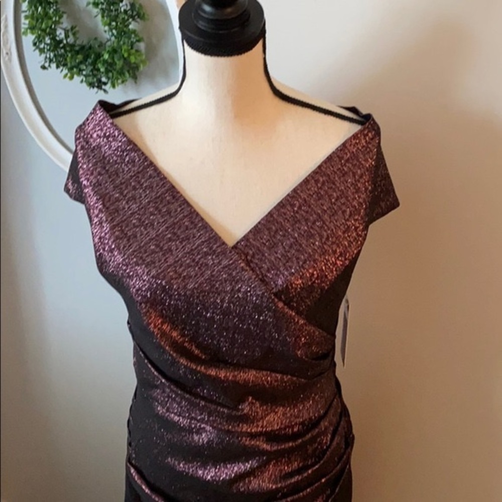 Teri Jon stretch metallic ruched dress/cocktail